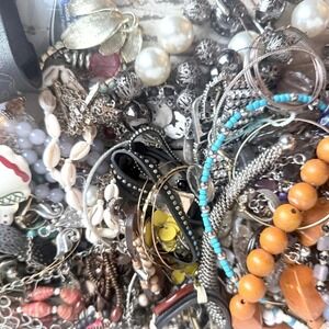 Jewelry Lot Mixed Necklaces Bracelets Earrings Rings Wearable Repurpose Scrap C
